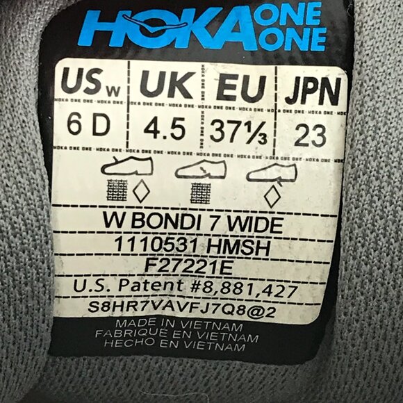 HOKA One One Bondi 7 Running Shoes Women's Size 6D Wide Harbor Mist Gray Comfort - Picture 12 of 12